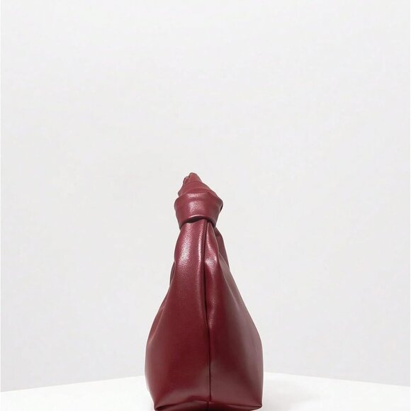 Women's PU Leather Ruched Satchel Mini Handbag Top Handle Purse - Picture 2 of 6